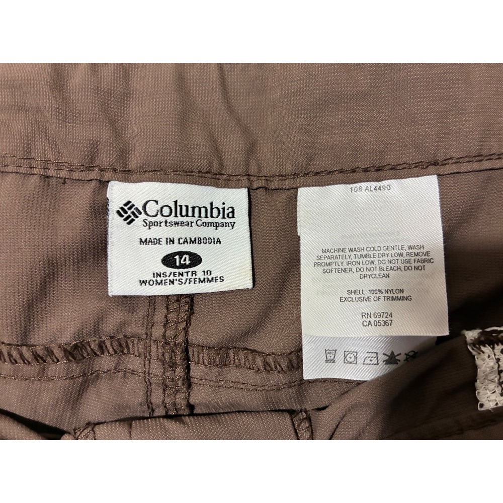Columbia Womens Brown Cargo Hiking Shorts Size 14 Nylon Outdoor Trail AL4490 - Picture 2 of 9